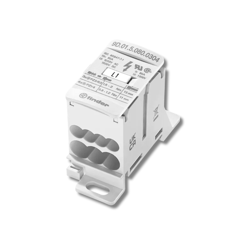 Finder 9D.01.5.080.0304 Yüksek Akım Dağıtım Bloğu 80 A 1000 V AC 1500 V DC 4 Çıkış